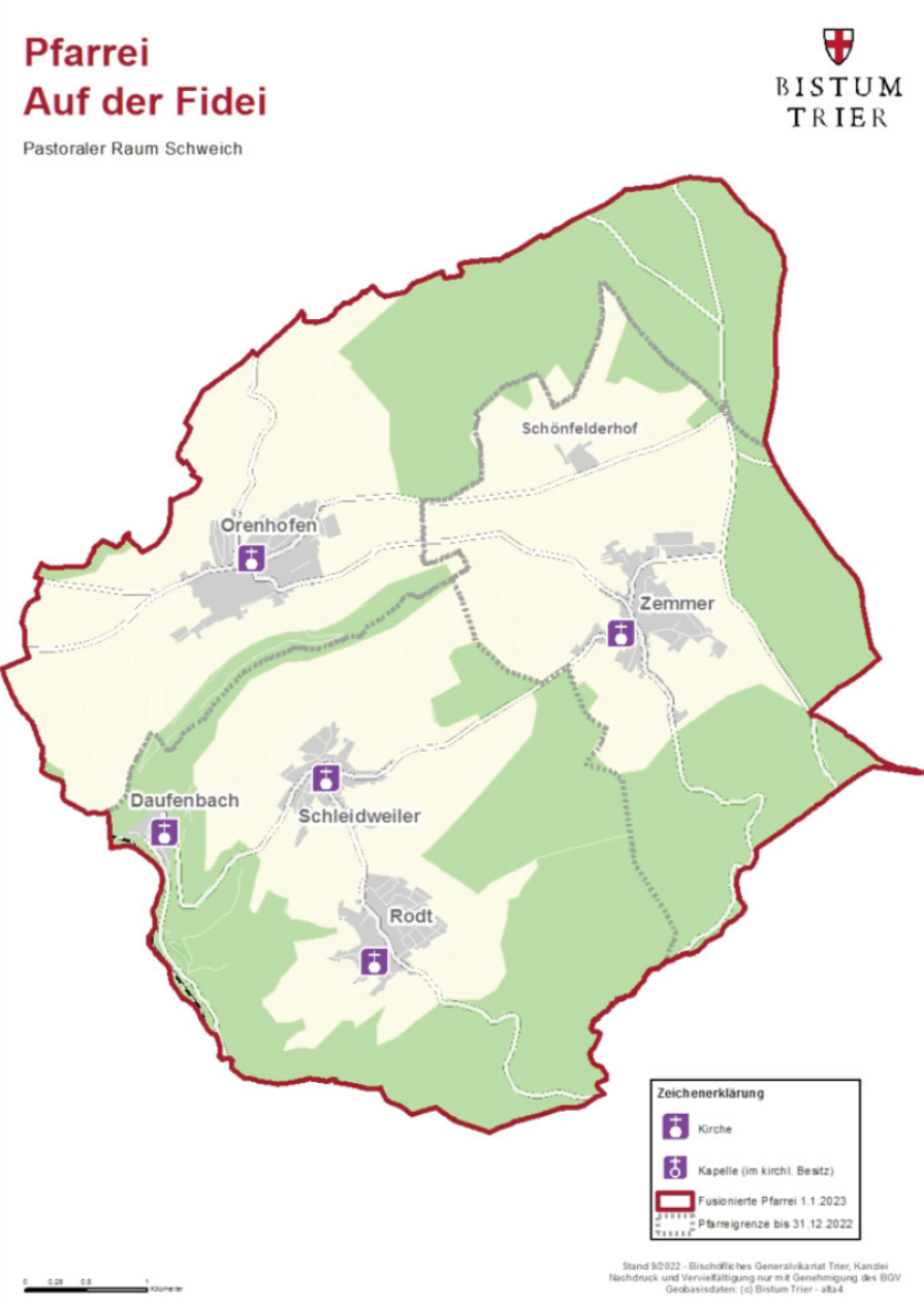 Karte Pfarrei Auf der Fidei