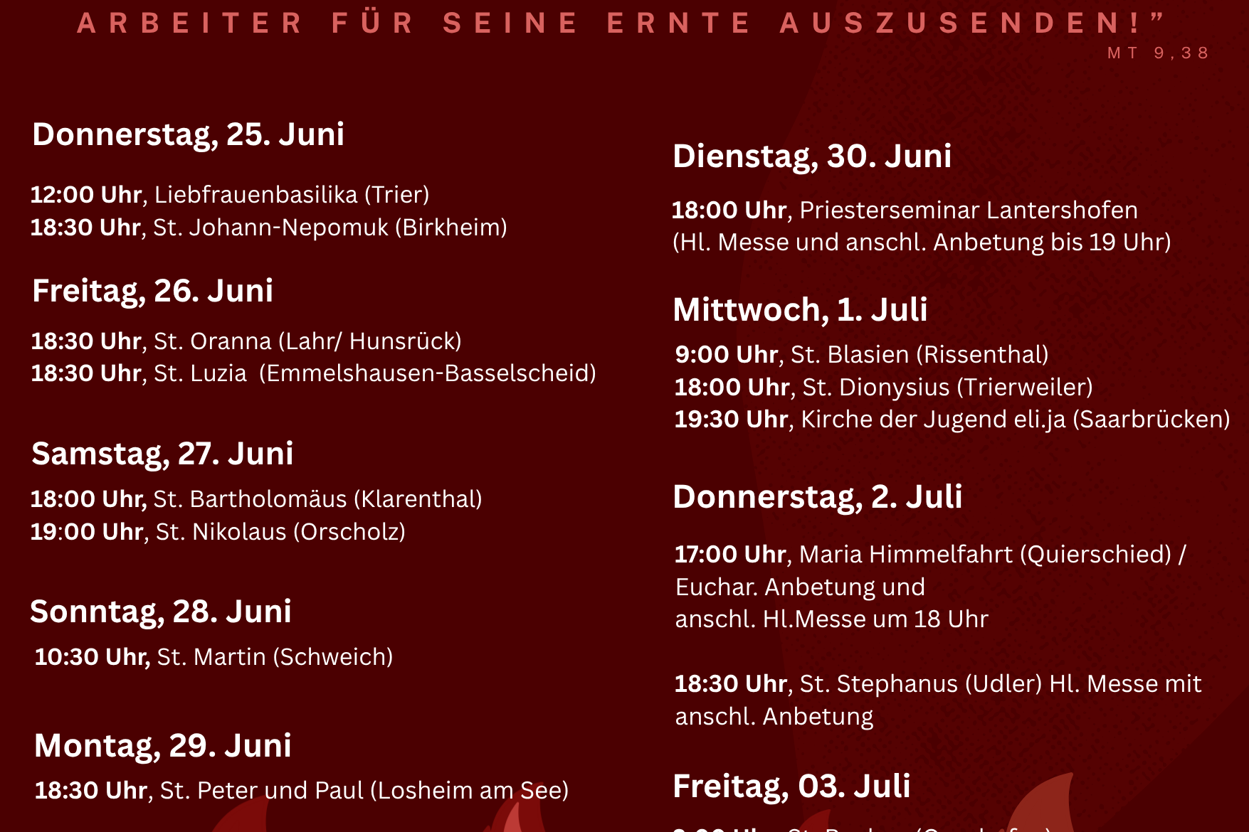 Plakat Gottesdienste